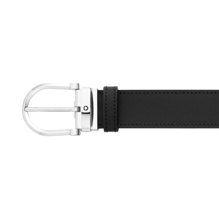 Montblanc Hoefijzergesp zwart / bruin 35 mm omkeerbare leren riem - Afbeelding 2