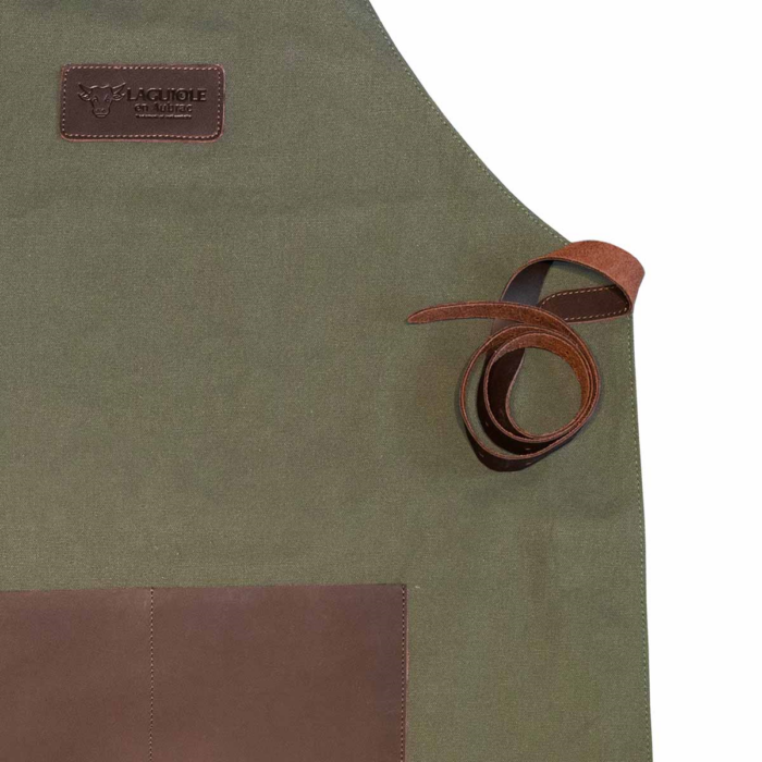 LAGUIOLE EN AUBRAC Schort Van Canvas & Leer, Olijf - Afbeelding 3