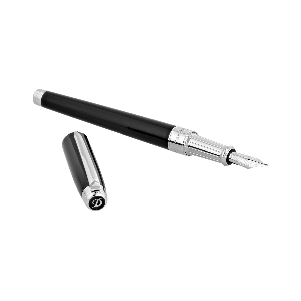 S.T. DUPONT Line D Eternity, Medium Zwart & Palladium Vulpen, Medium penpunt
