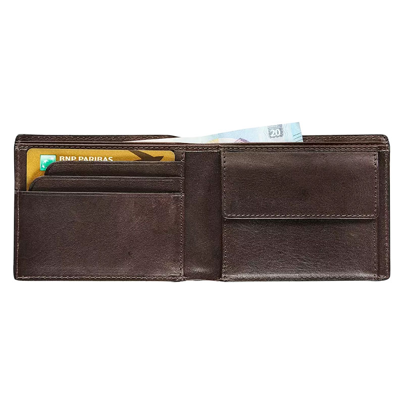 MAVERICK Compacte RFID-Portefeuille Van Leer, Bruin - Afbeelding 2