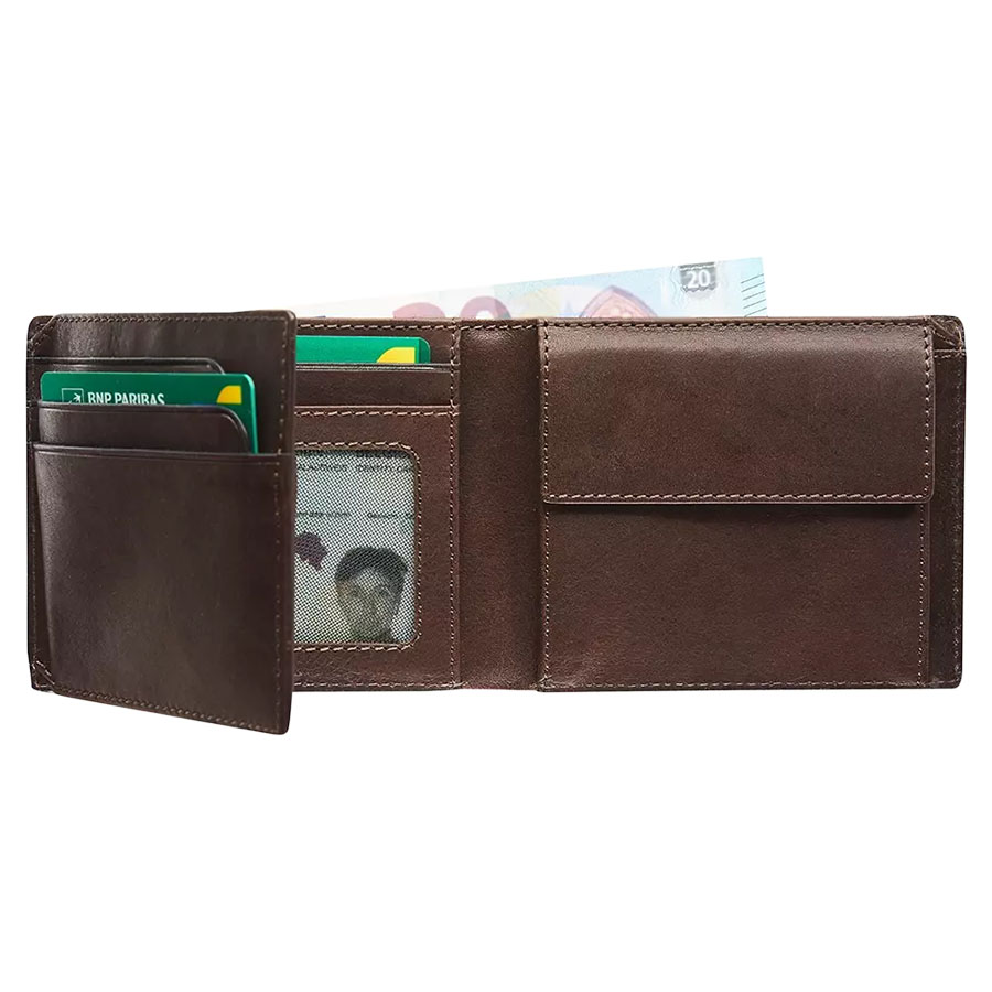 MAVERICK RFID-Portefeuille Van Leer, Bruin - Afbeelding 2