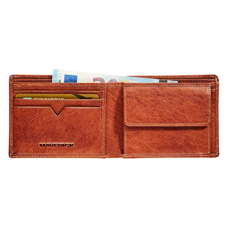 MAVERICK Compacte RFID-Portefeuille Van Leer, Cognac - Afbeelding 2
