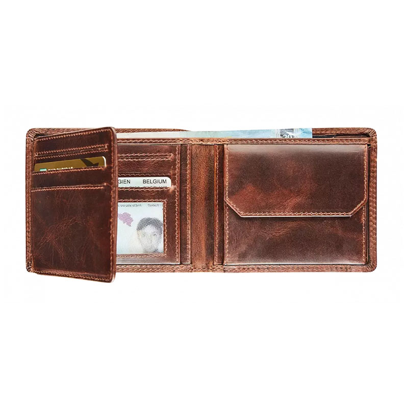 MAVERICK The Original RFID-Portefeuille Van Leer, Bruin - Afbeelding 2