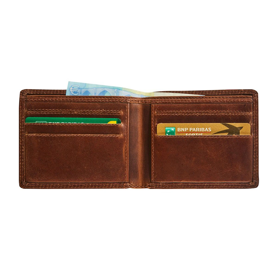 MAVERICK The Original Compacte RFID-Portefeuille Van Leer, Bruin - Afbeelding 2
