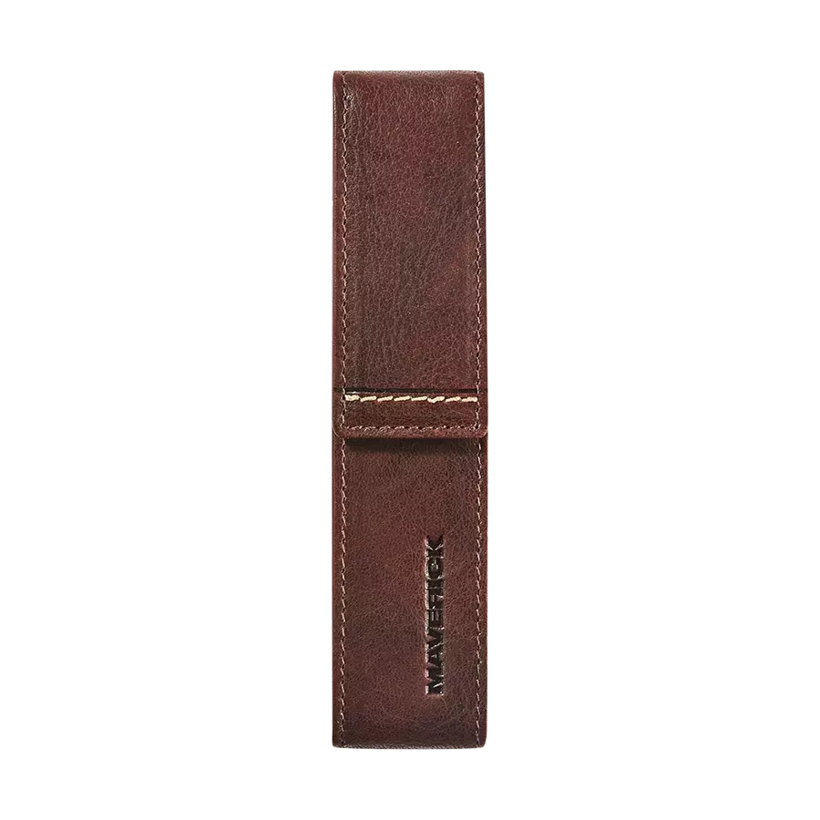 MAVERICK Leren Etui Voor 1 Pen, Bruin