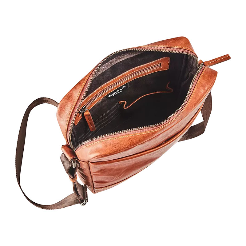 MAVERICK Kleine Leren Schoudertas, Cognac - Afbeelding 2