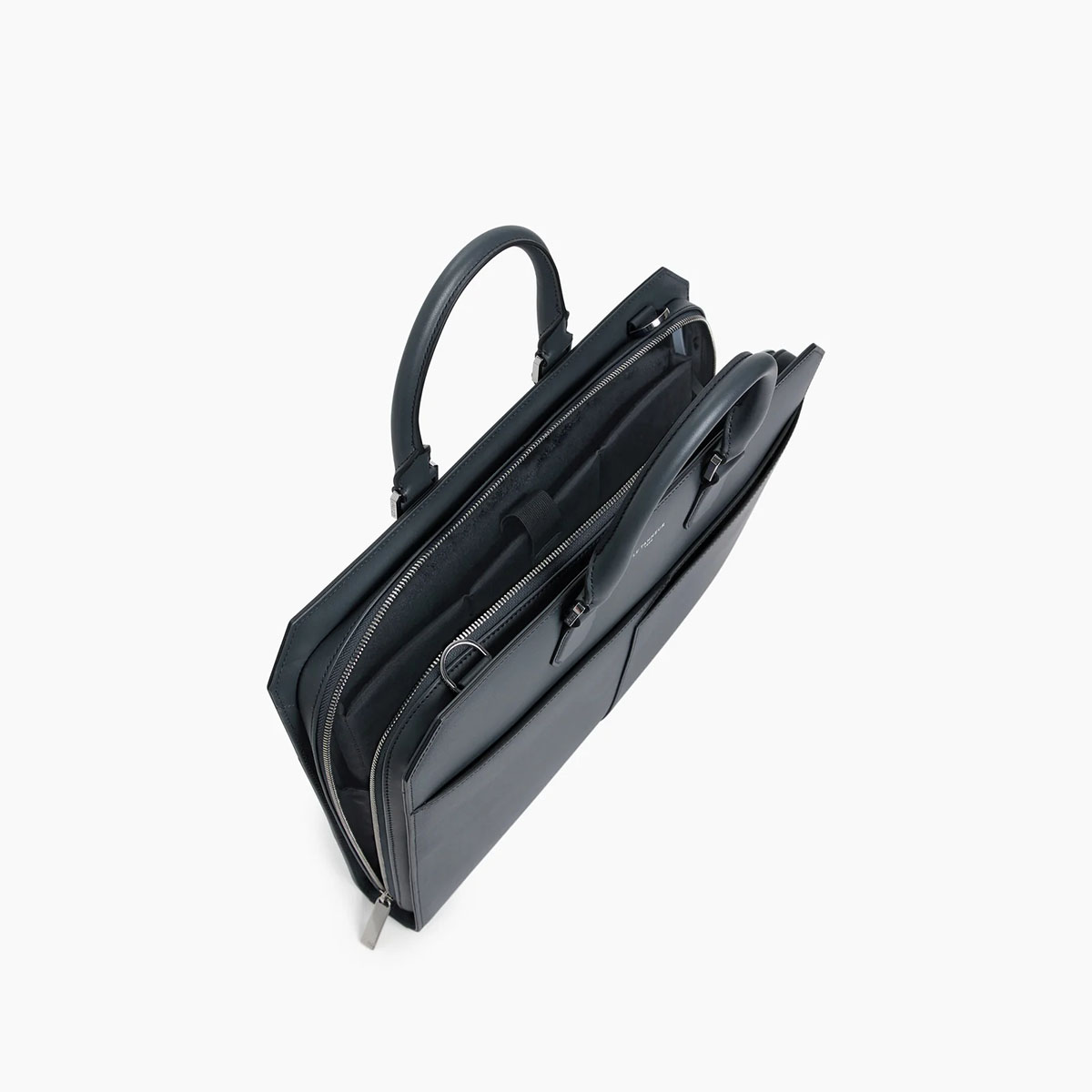 LE TANNEUR 15" Slanke Documenttas Van Gelamineerd & Glad Leer, Schemerblauw - Afbeelding 4