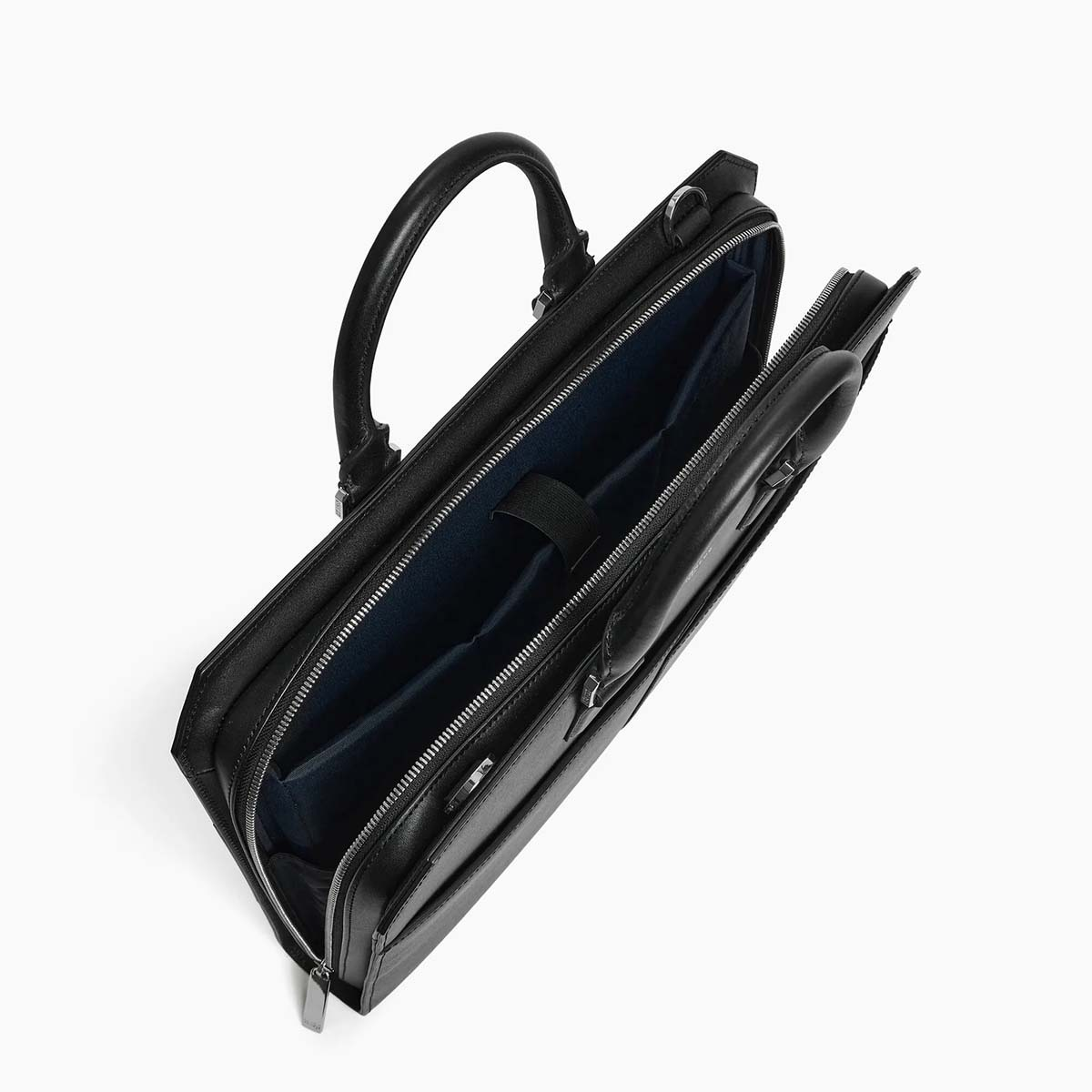 LE TANNEUR 15" Slanke Documenttas Van Gelamineerd & Glad Leer, Zwart - Afbeelding 4