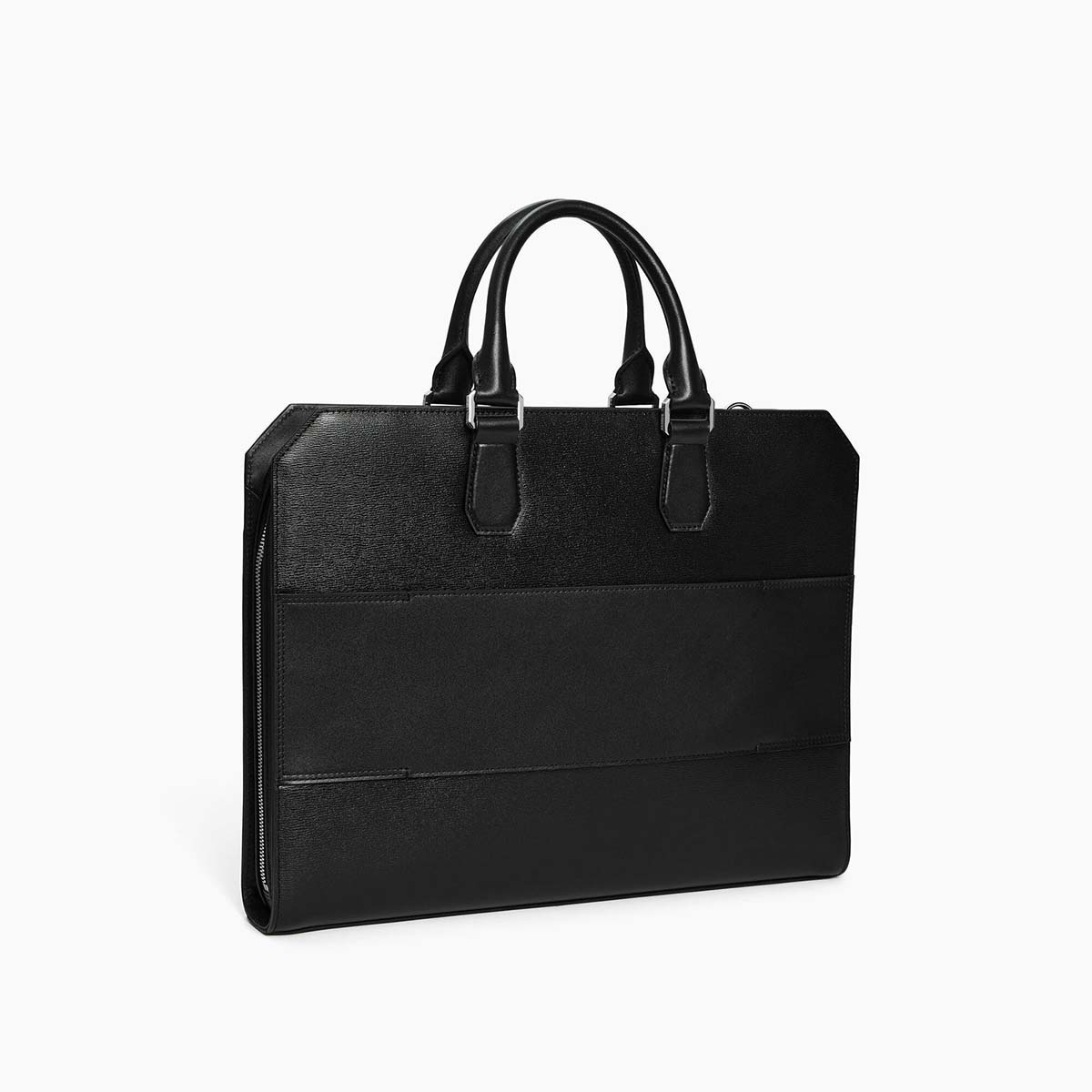 LE TANNEUR 15" Slanke Documenttas Van Gelamineerd & Glad Leer, Zwart - Afbeelding 5