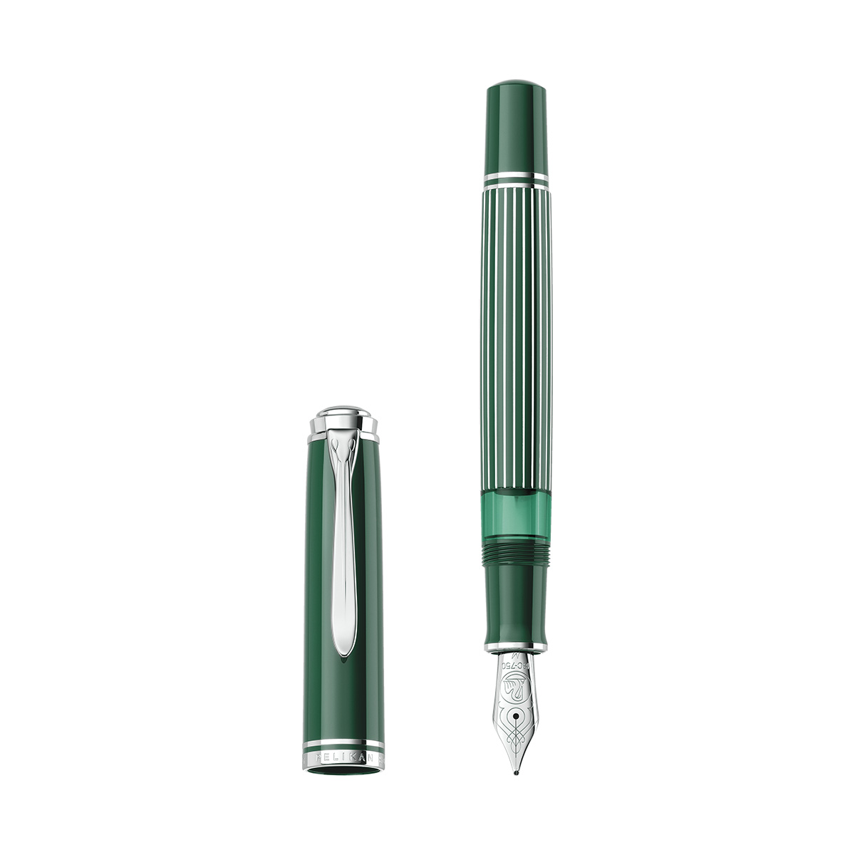 PELIKAN Souverän M815 Metalen Gestreepte Groene Vulpen, Fijne Penpunt