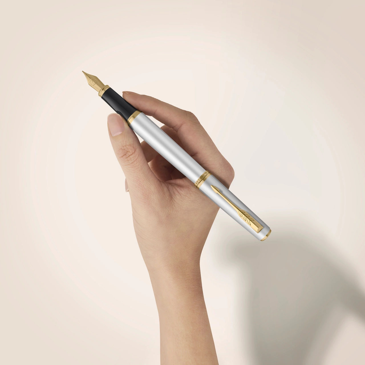 PARKER Meridian Vulpen, Verchroomd Met Gouden Details, Fijne Penpunt - Afbeelding 2