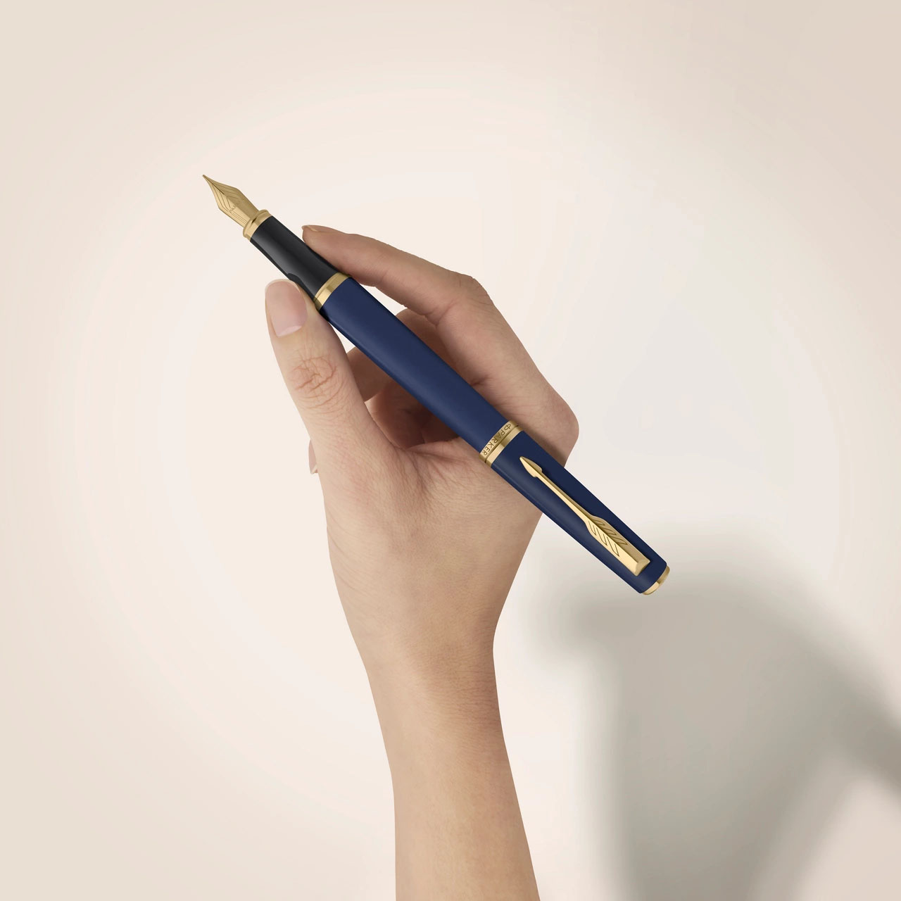 PARKER Meridian Vulpen, Blauw Met Gouden Details, Fijne Penpunt - Afbeelding 2