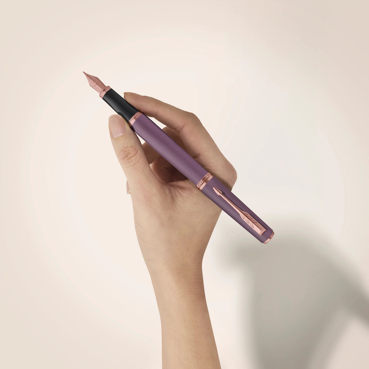 PARKER Meridian Vulpen, Paars Met Goudroze Details, Fijne Penpunt - Afbeelding 2