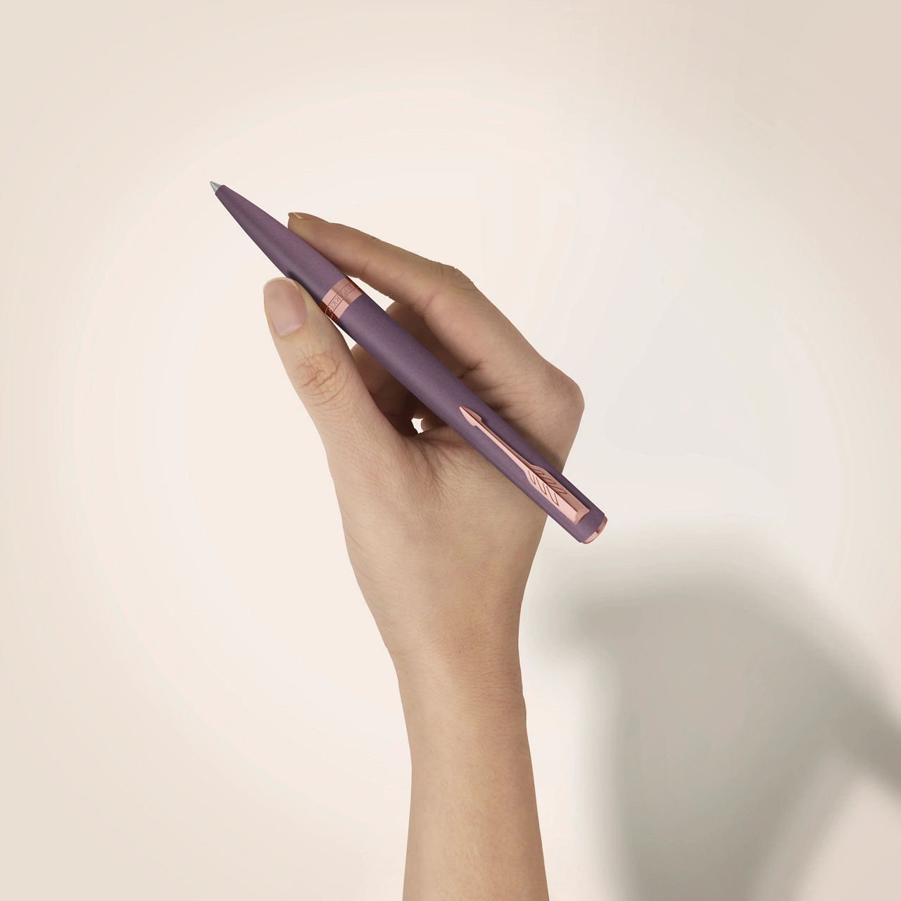 PARKER Meridian Balpen, Paars Met Goudroze Details - Afbeelding 2